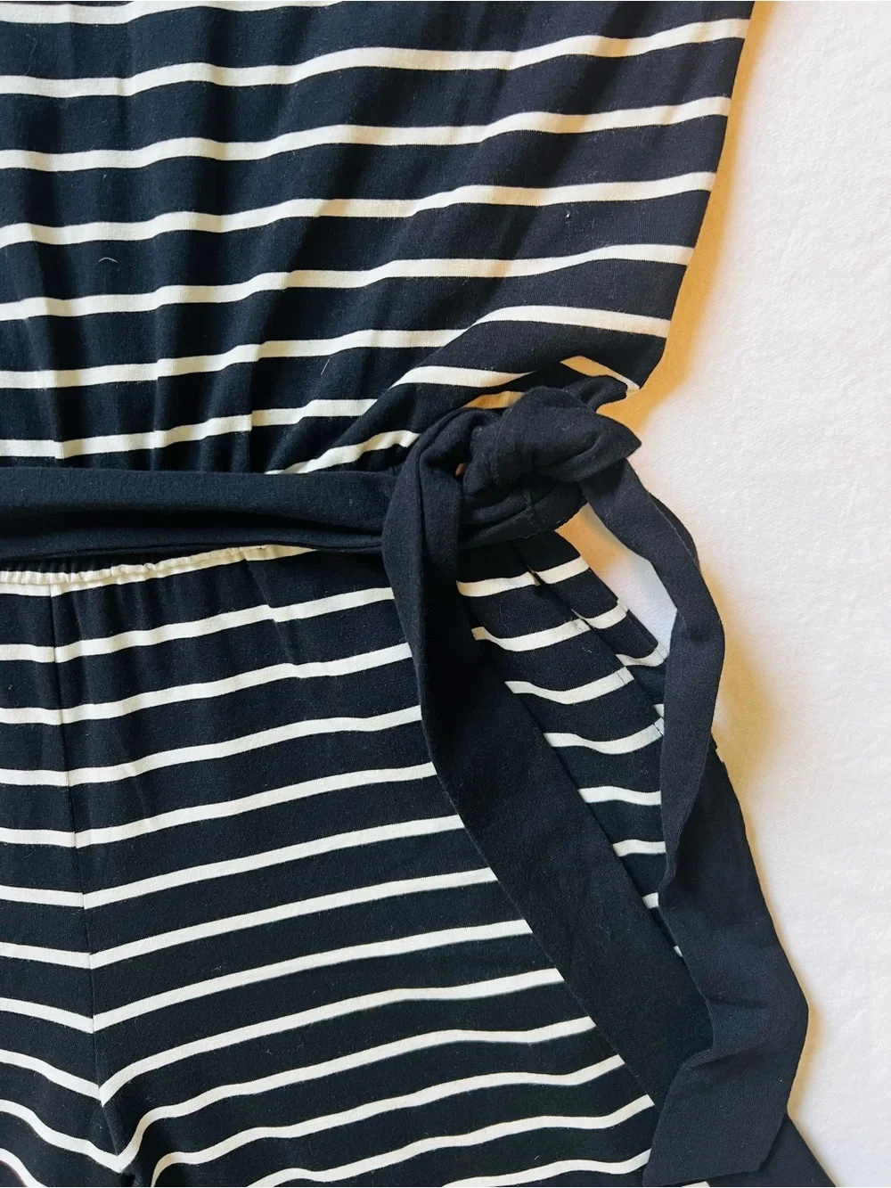 Ralph Lauren Black & White Striped Jumpsuit with Tie Waist